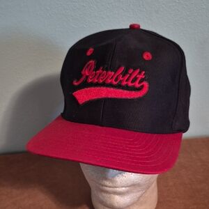 Peterbilt Embroidered Black and Red Cap Tonkin Adjustable Hat